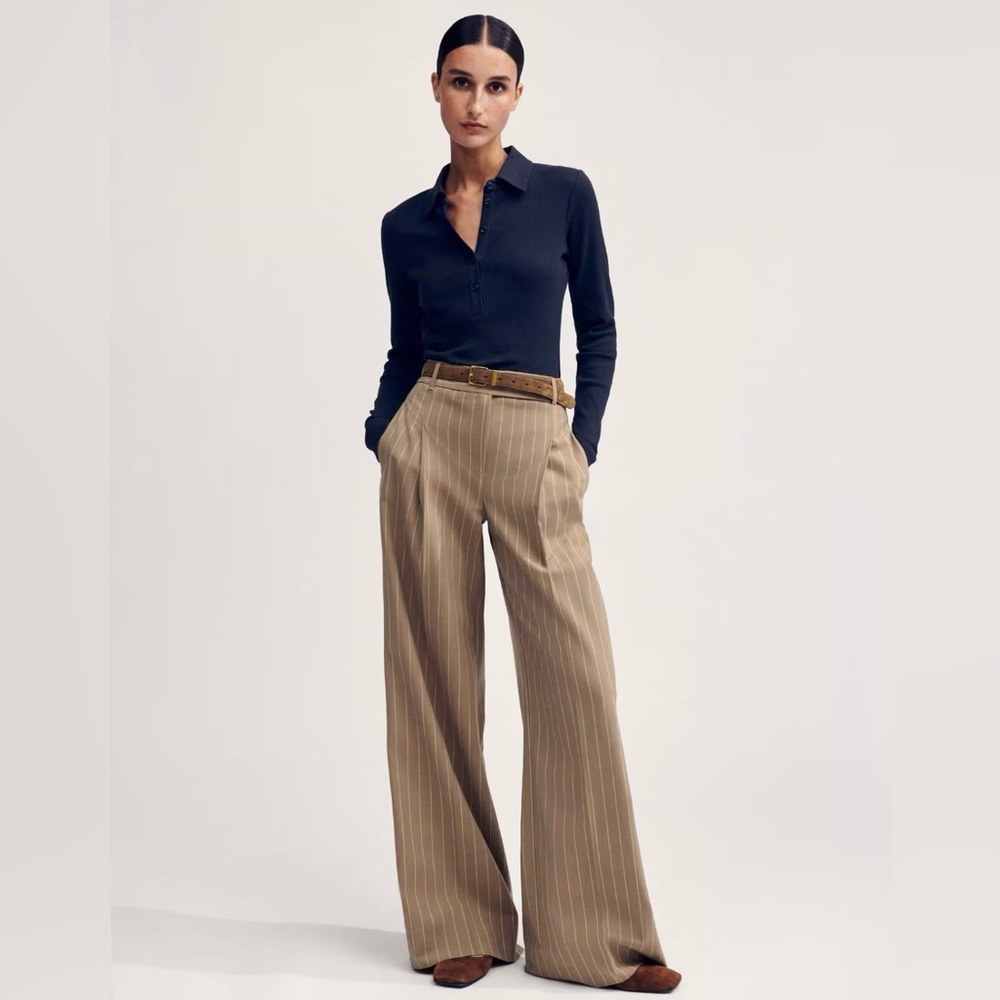 Me+Em 12 Lightweight Pinstripe trouser Wide-Leg Wool-Blend pant Tailoring